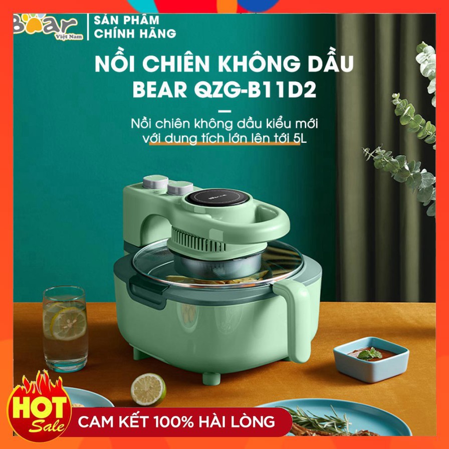 [GIẢM GIÁ] Nồi chiên không dầu Bear. Model QZG-B11D2. Dung tích 5L. Mãu mới nhất