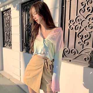 Usthebasic - Áo Croptop Tie-Dye tay dài