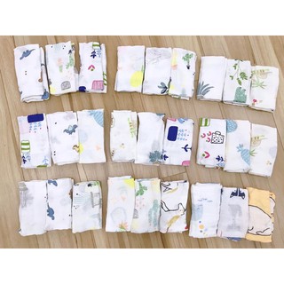 Khăn sữa sợi tre muslin set 3 cho bé