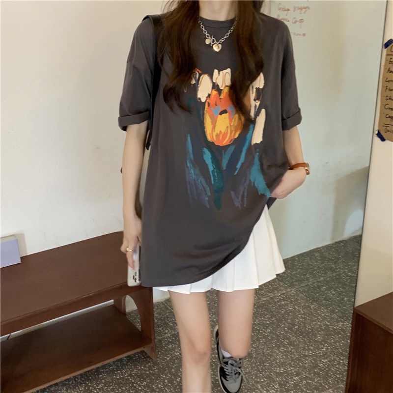 Áo Thun Dáng Rộng Phong Cách retro Thời Trang Mùa Hè Cho Nữ ZIZE37-87kg