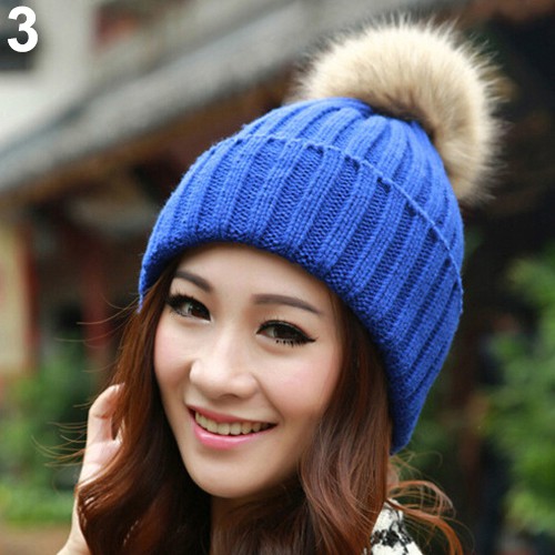 Lk LK❈Mũ Len Beanie Nữ Đính Quả Bông