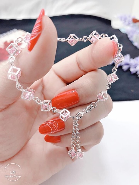 LẮC TAY HỘP VUÔNG RUBIC SANG CHẢNH CHO NỮ - LẮC TAY BẠC S925
