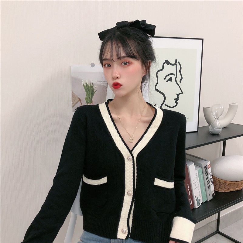 COZOK Áo cardigan Dệt Kim Tay Dài Cổ Chữ V Dễ Phối Đồ Hợp Thời Trang