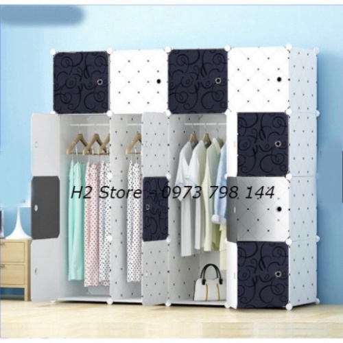 TỦ NHỰA ĐỂ QUẦN ÁO LẮP GHÉP THÔNG MINH 16 Ô ĐA NĂNG CHẤM BI NHIỀU MÀU CHO TRẺ sâu 47cm
