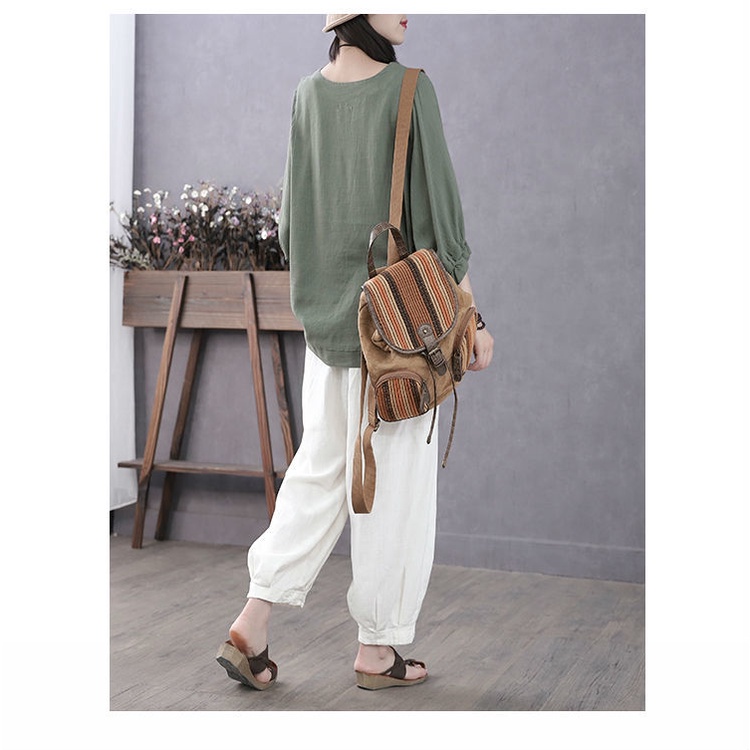 Áo thun tay cánh dơi dáng rộng thời trang mùa hè cho phụ nữ trung niên