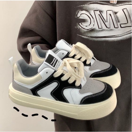 Giày Ulzzang da phối nhung hai màu order Taobao-dd39