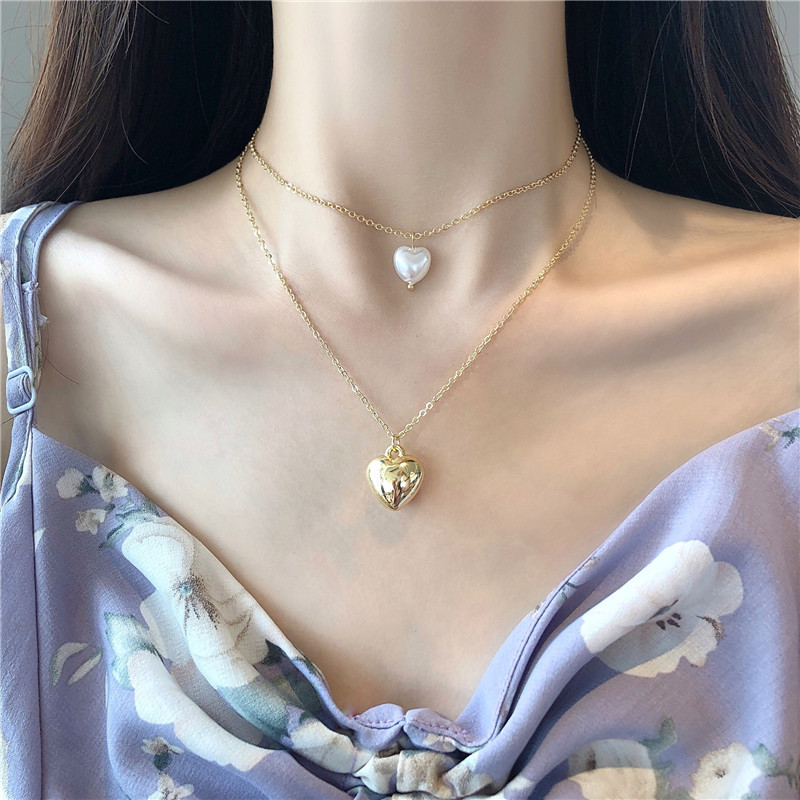 Dây chuyền mạ vàng mặt hình trái tim thời trang cổ điển cho nữ