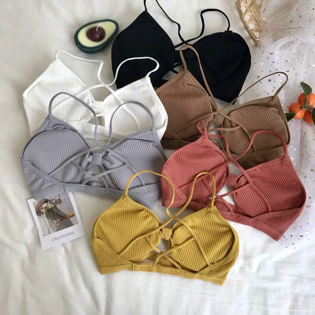 Áo bra cotton tăm nơ