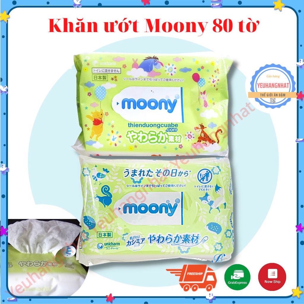 KHĂN GIẤY ƯỚT MOONY - 80 tờ/ bịch