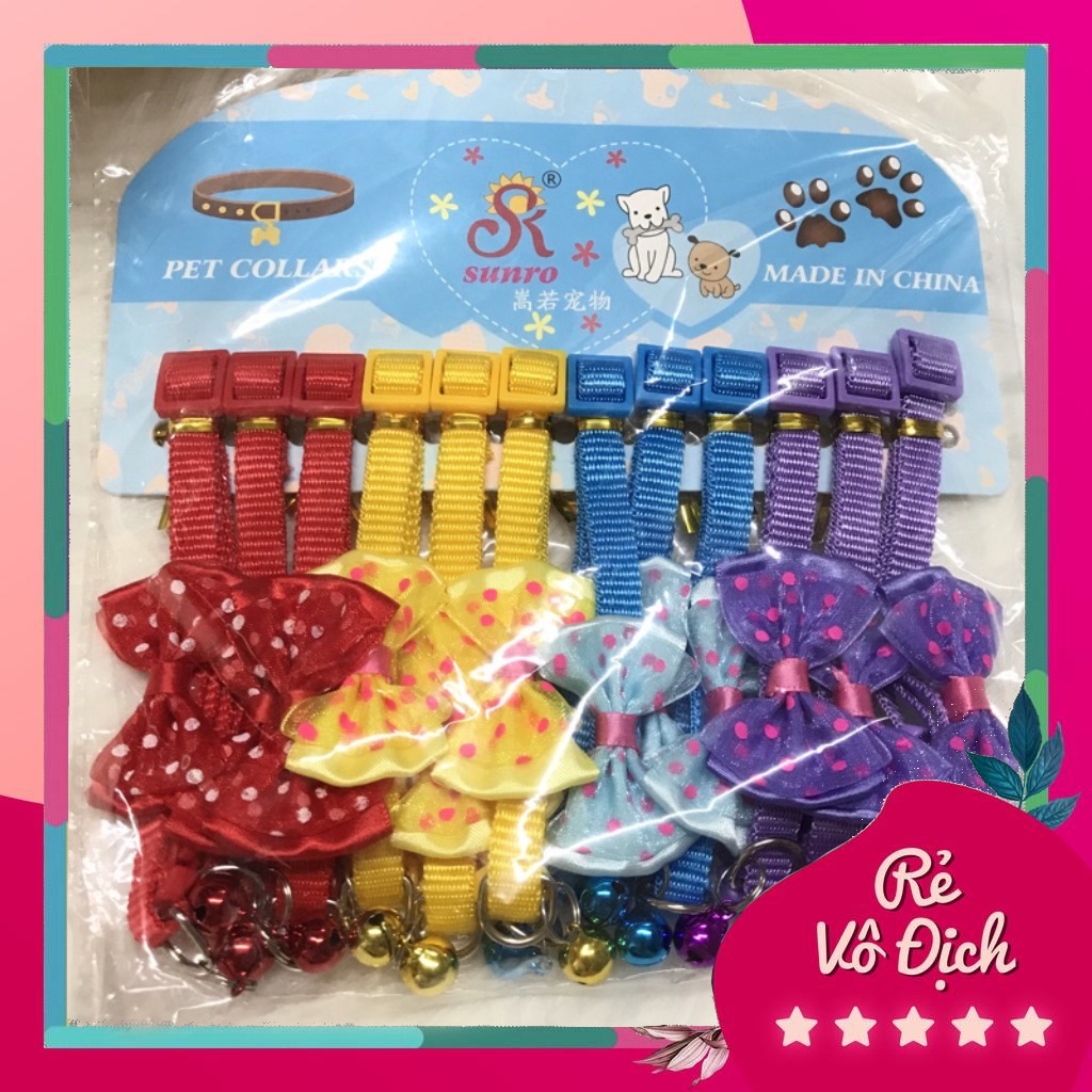 Vòng cổ màu sắc kèm nơ dành cho chó mèo nhỏ size 1.0