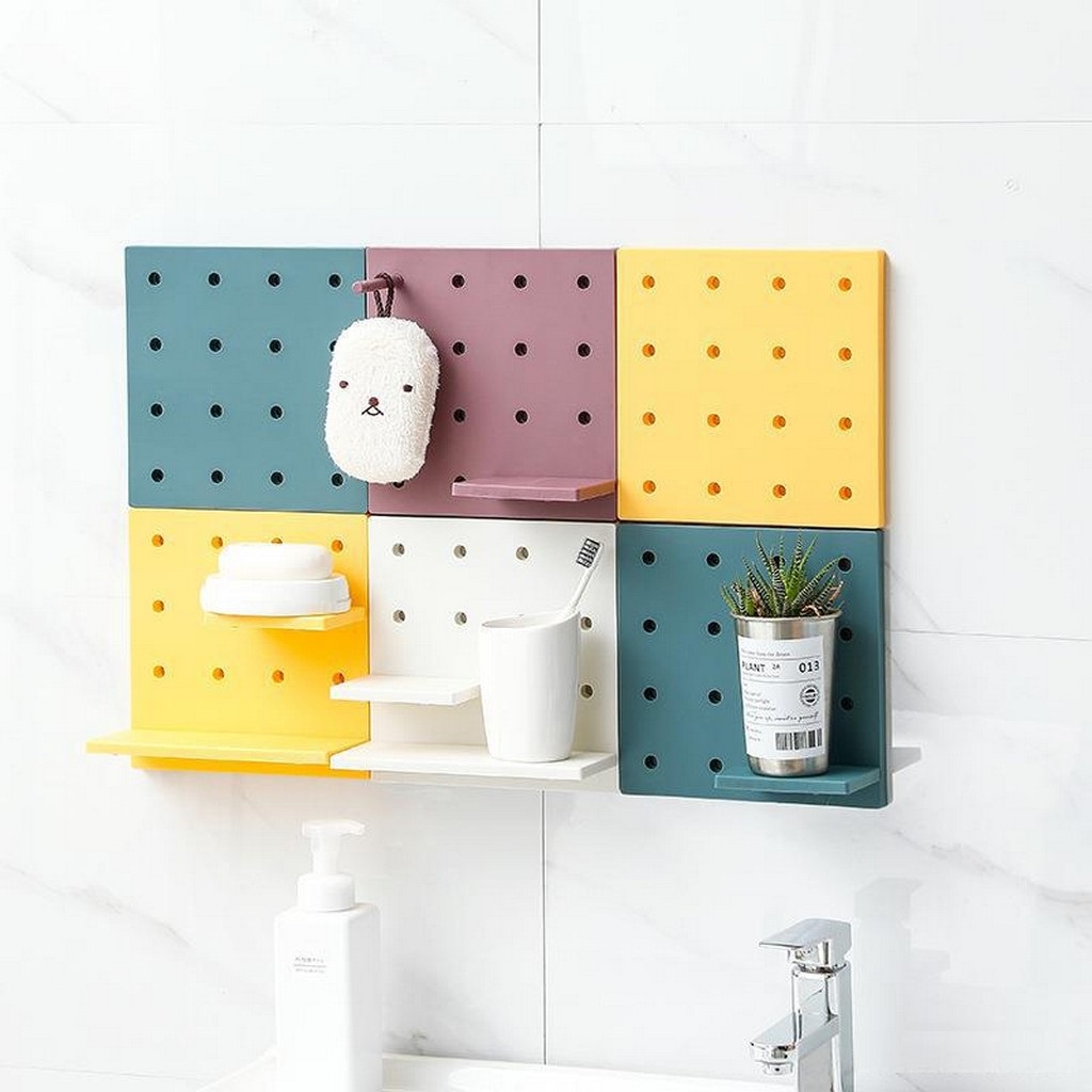 Kệ Giá Treo Dán Tường, Bảng Pegboard Trang Trí Treo Dụng Cụ Bằng Nhựa Đa Năng