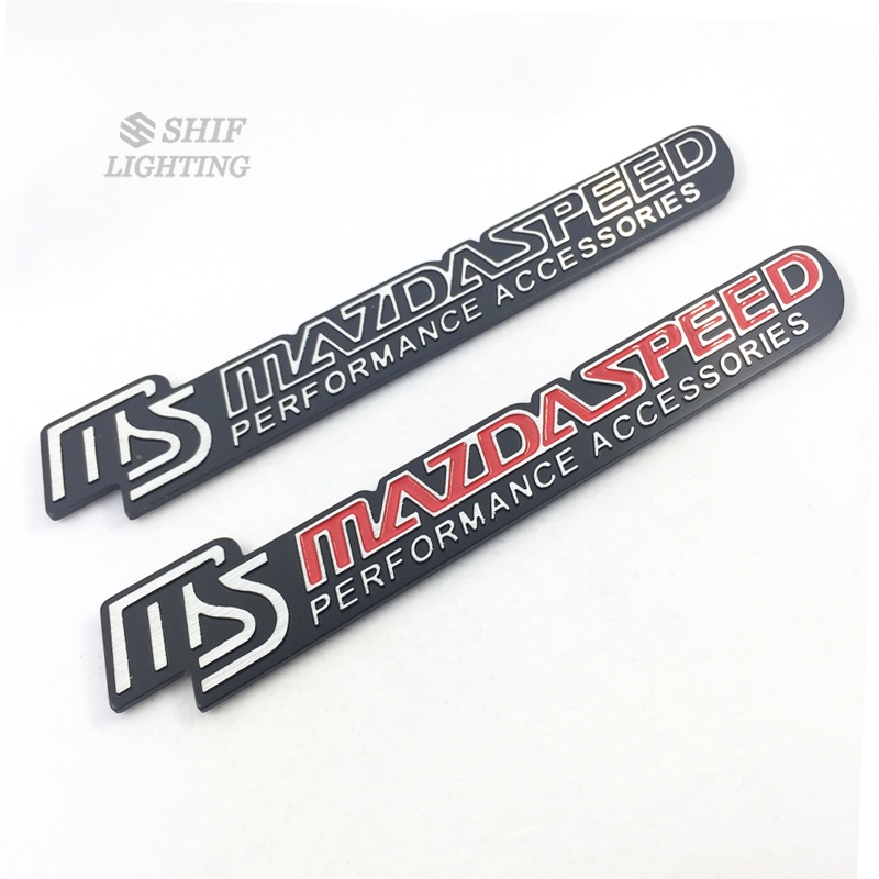 Miếng dán logo chữ MS Mazda Speed bằng kim loại trang trí xe hơi