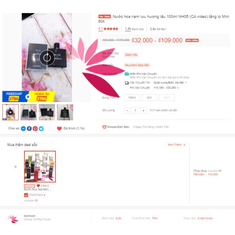 Nước hoa nam cao cấp chính hãng EDP 100ml NH05. Tặng lọ Mini 60k