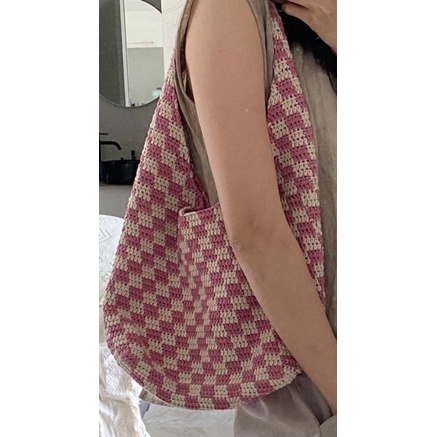 CHECKERED BAG SIZE XL. TÚI HANDMADE BẰNG LEN