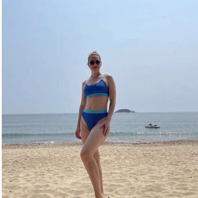 BIKINI CẠP CAO 2 MẢNH CHẤT THUN TĂM MIX MÀU HIGH WAISTED BIKINI 2 TONED COLOR | BigBuy360 - bigbuy360.vn