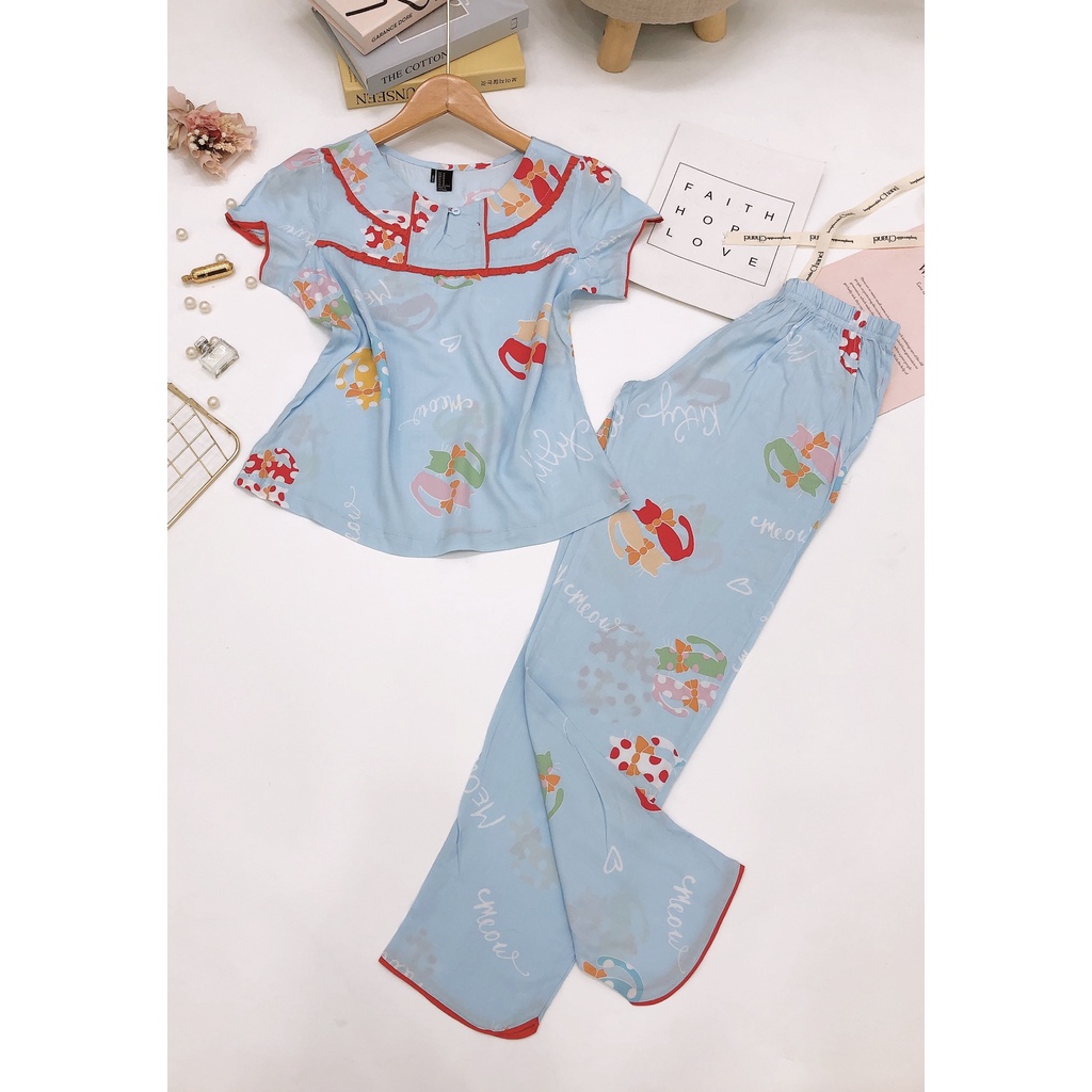 Bộ dài viền lé chất Tole Lanh