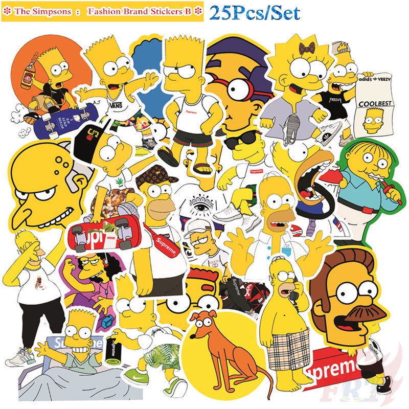 ❉ The Simpsons ： Fashion Brand Giấy và decal dán tường B ❉ 25Pcs/Set Cartoon Fashion DIY Doodle Decals Stickers