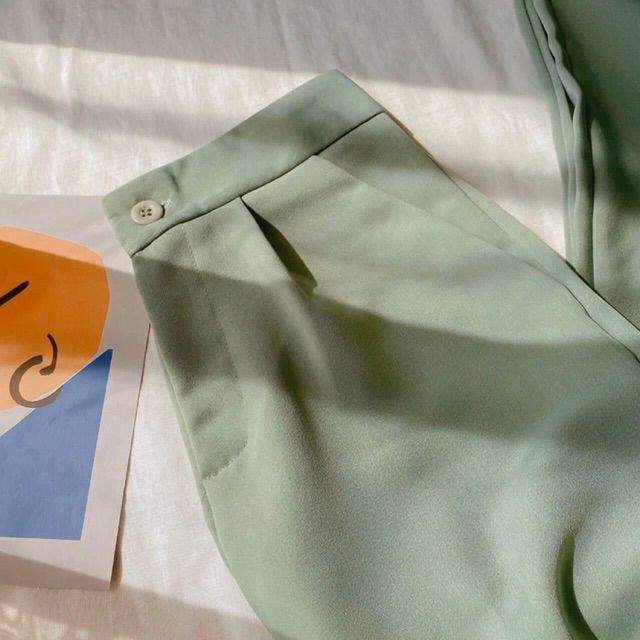 [AN MỘC] Quần Suông Ống Rộng lưng cao màu xanh mint paste độc lạ cho nữ | BigBuy360 - bigbuy360.vn