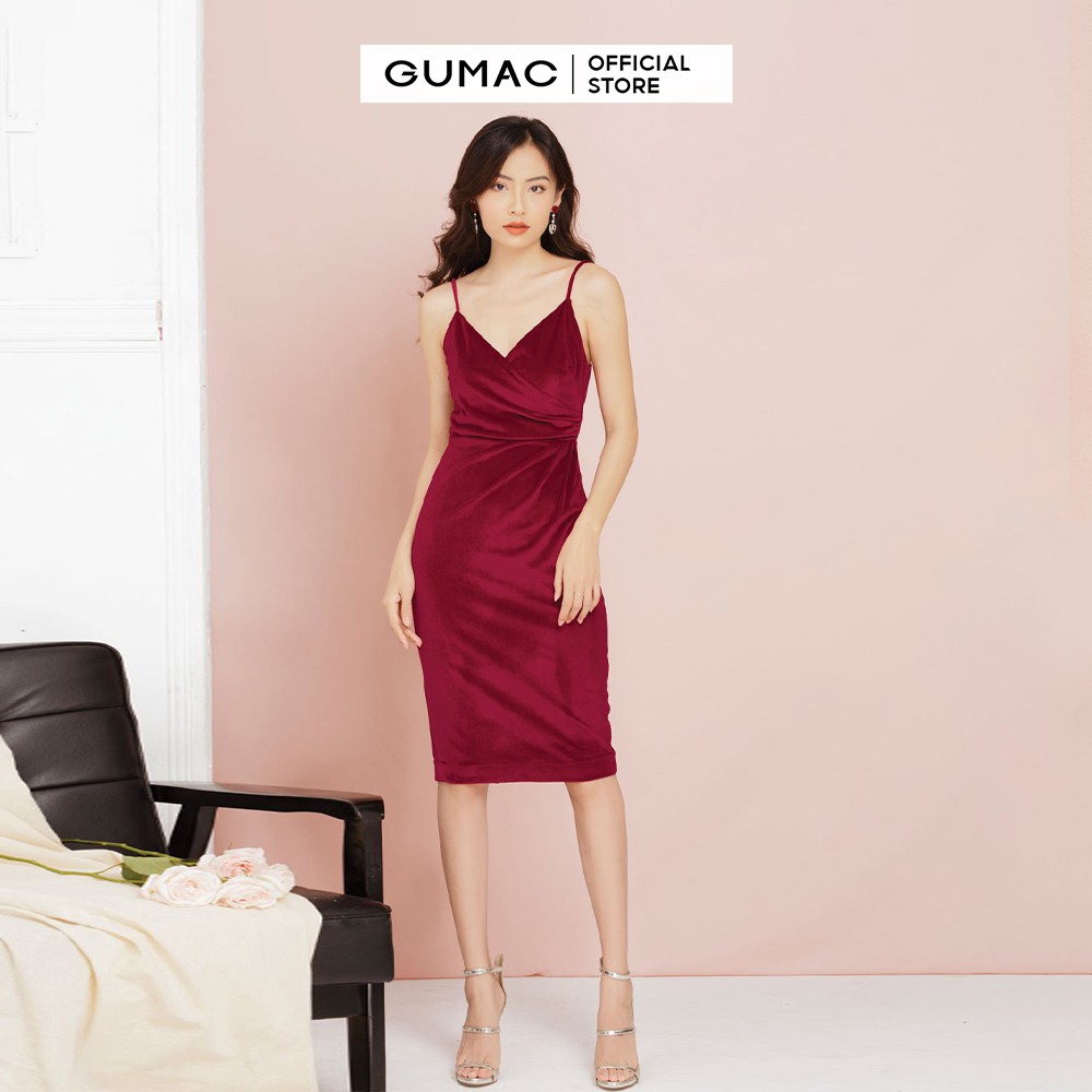 [Mã WABRGULUV giảm tới 100K đơn 249K] Đầm nữ body chéo ngực GUMAC MSV11915_DO