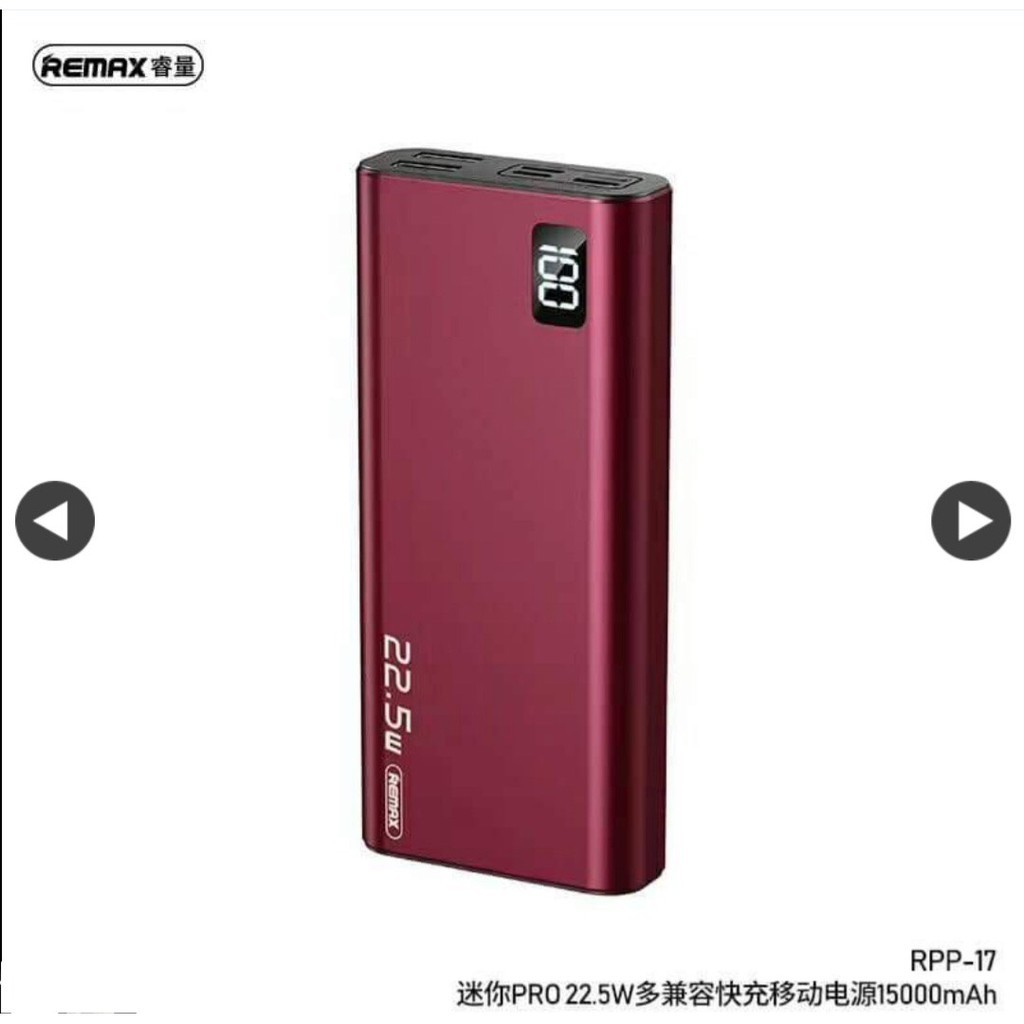 Pin dự phòng Remax RPP-17 dung lượng 15.000mAh hỗ trợ 3 cổng vào lightning micro và type-C