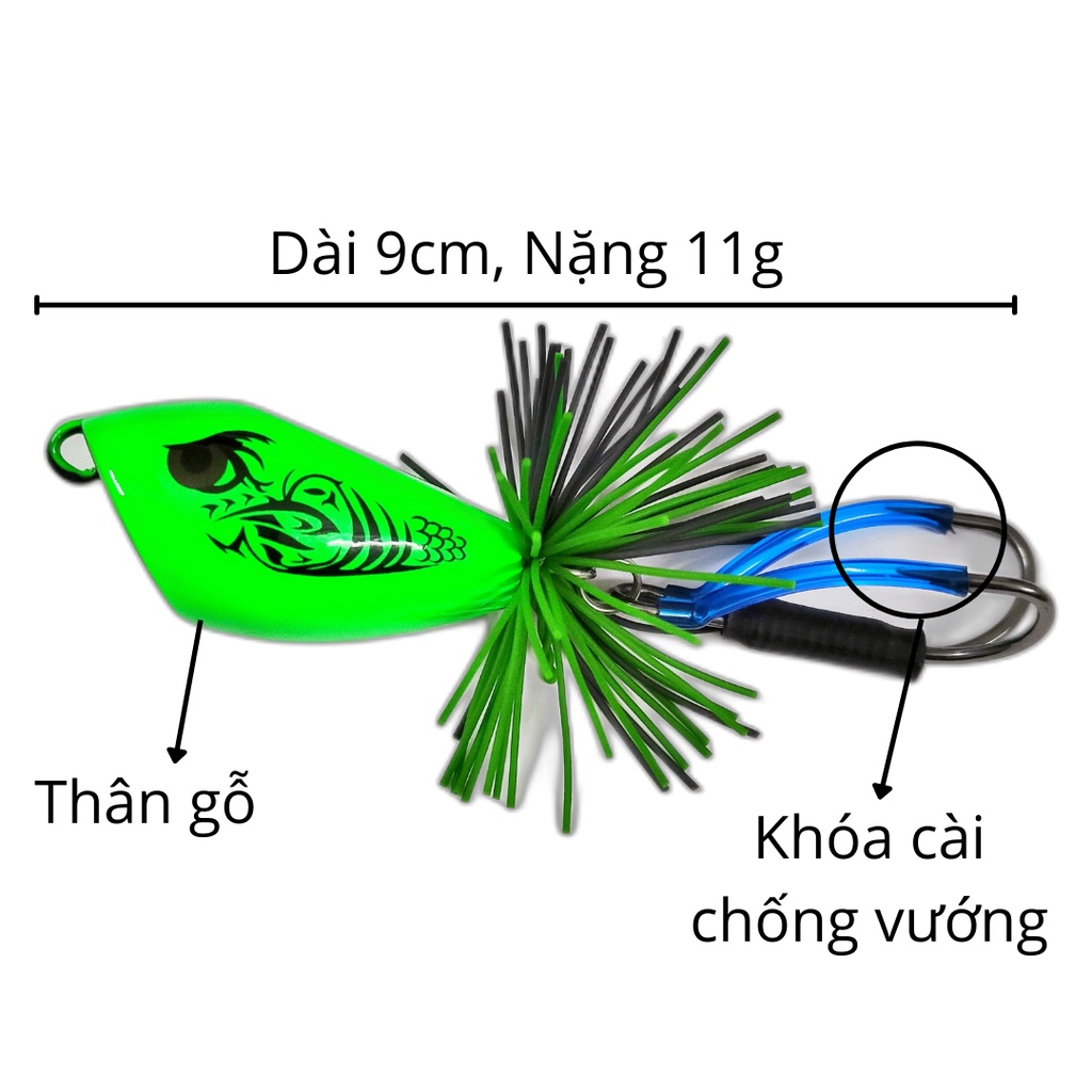 Mồi câu cá, Mồi nhái nhảy Bull Thái Lan , nhái gỗ lắc Bull V2 chuyên câu lure cá lóc đồng, cá lóc bông.
