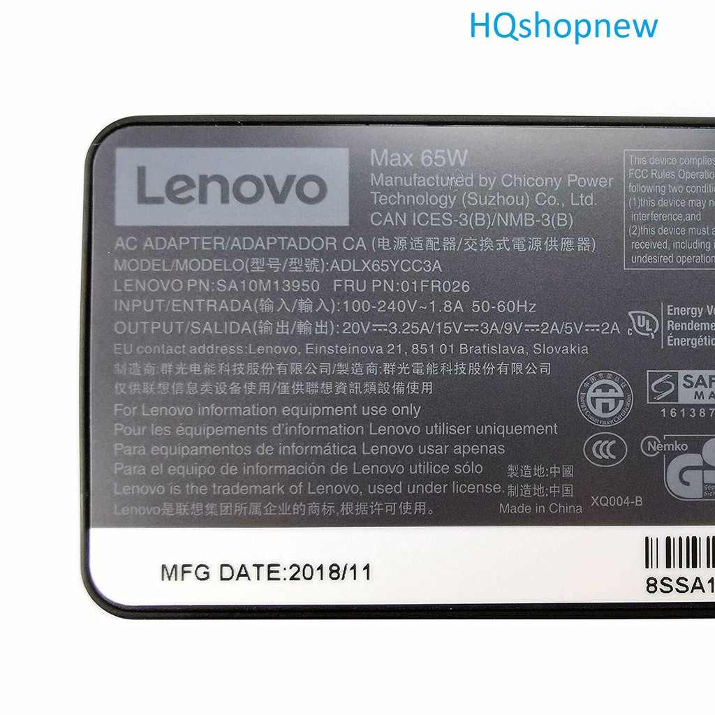 ⚡️[Sạc zin] Sạc Laptop Lenovo 20V - 3.25A - 65W chân C type c