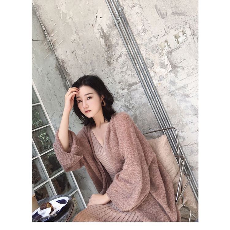 Áo Cardigan Len Mỏng Tay Form Rộng Dáng Dài
