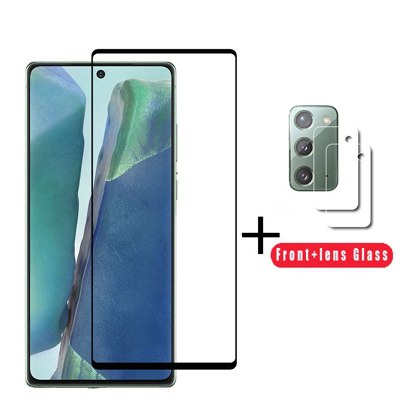 2 In 1 Front Tempered Glass For Samsung Galaxy Note 20 Ultra Note20 5G Note20Ultra Curved Edge Full Cover Clear Transparent Screen Protector And Back Camera Lens Protective Film