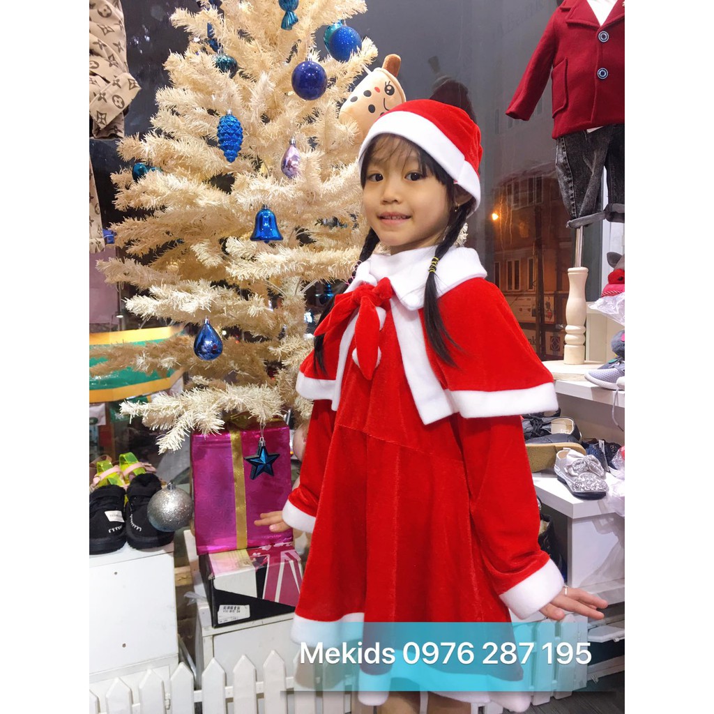 Set noel kèm mũ + áo choàng xinh cho bé size 90-160-