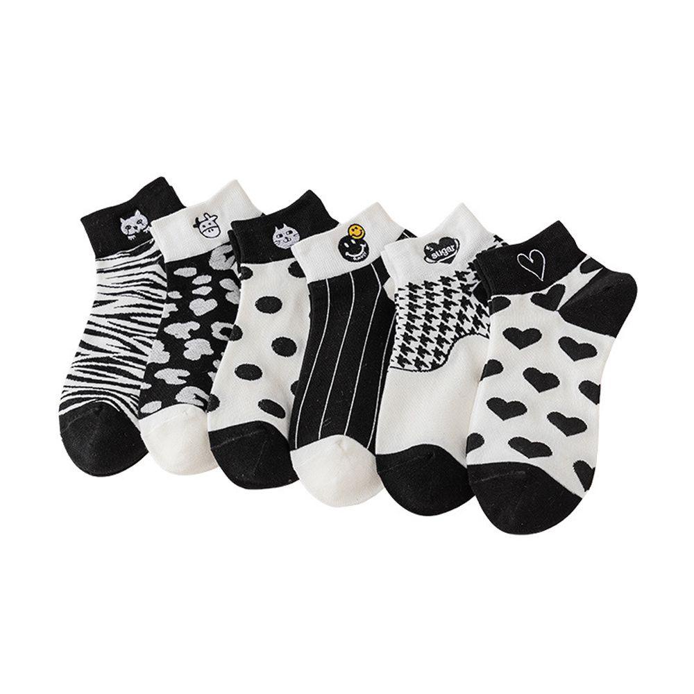 MOCHO Vớ Cotton Cổ Ngắn Họa Tiết Sọc / Trái Tim / Bò Sữa Dễ Thương Thời Trang Cho