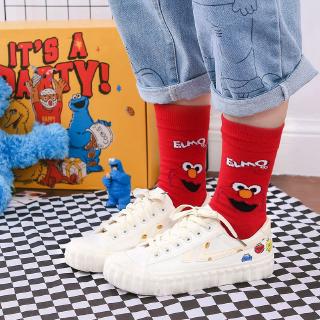 ❤Welove❤ Mới đến Hàn Quốc Hài hước Elmo Cookie Quái vật Phụ nữ Đàn ông Cotton Dễ thương Vớ dài