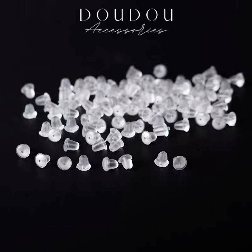 Chốt chuôi su khuyên tai DOUDOU Chuôi bông tai silicone trong suốt sản xuất theo công nghệ Mỹ túi 10 chuôi ED001