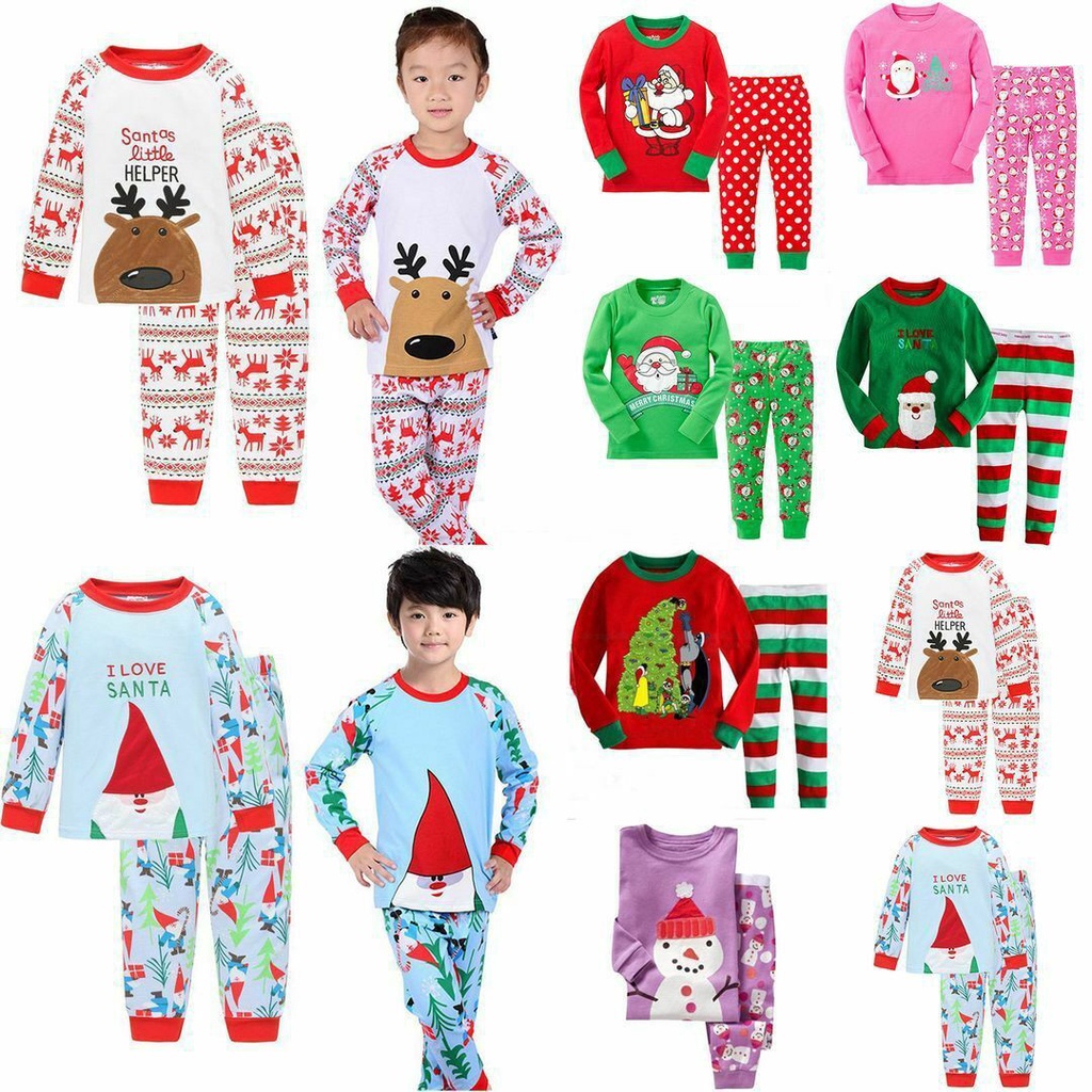 Bộ Đồ Ngủ Pijama Giáng Sinh Mềm Mại 90-130cm Cho Bé
