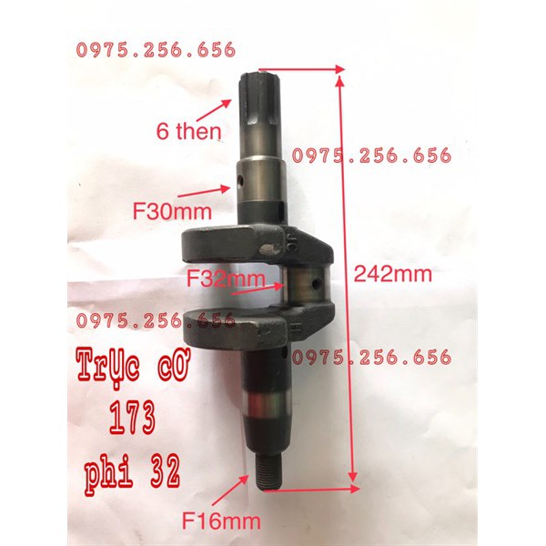Trục cơ 173 Phi 32 phụ tùng máy cày phụ tùng máy cày