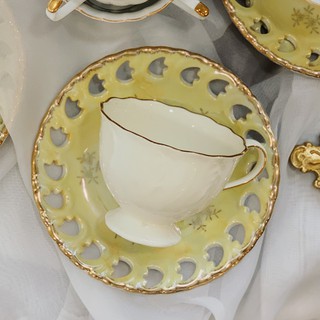 Set tách trà xà cừ vàng ✨