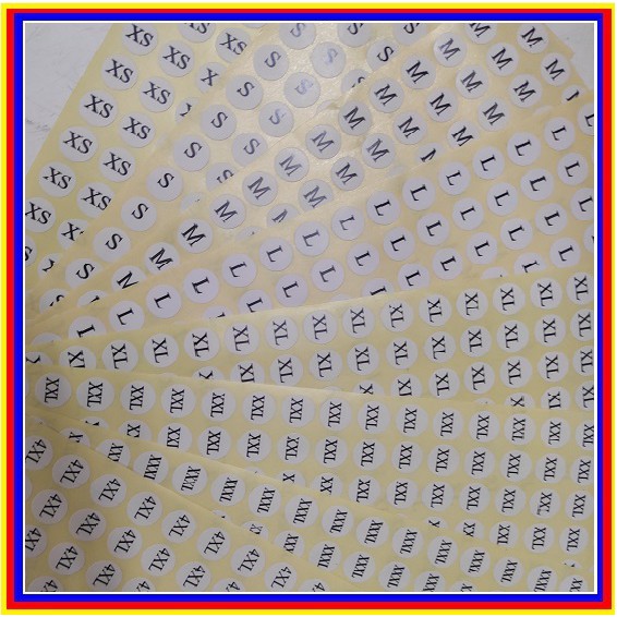 [Deal 2k] Tem Size Dán Quần Áo XS,S,M,L,XL,....