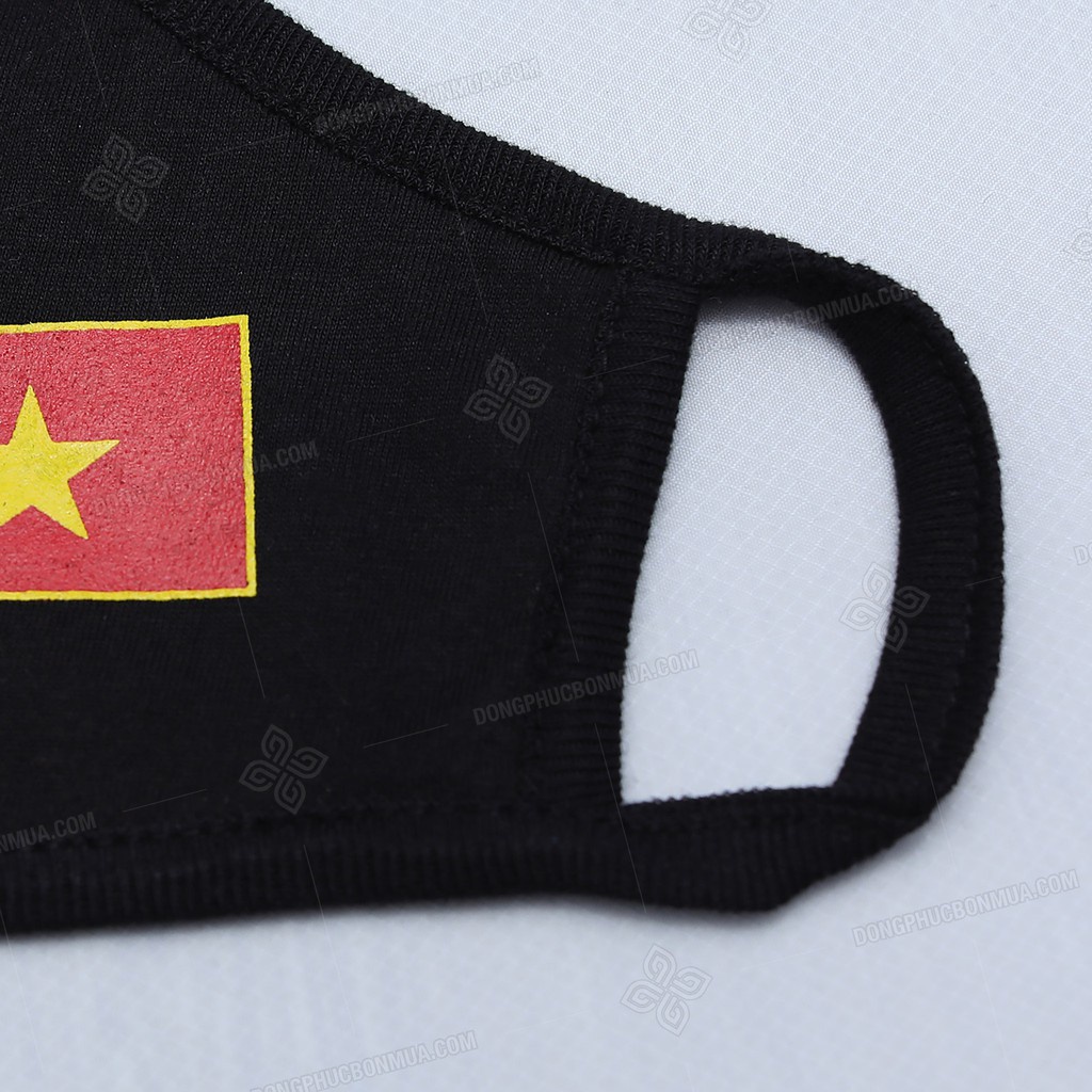 Combo10 Khẩu Trang Vải Kháng Khuẩn Màu Đen In Cờ Đỏ Sao Vàng Co Giãn Bảo Sức Khỏe Toàn Diện,Cổ Vũ ĐTVN Mã KT.2.06