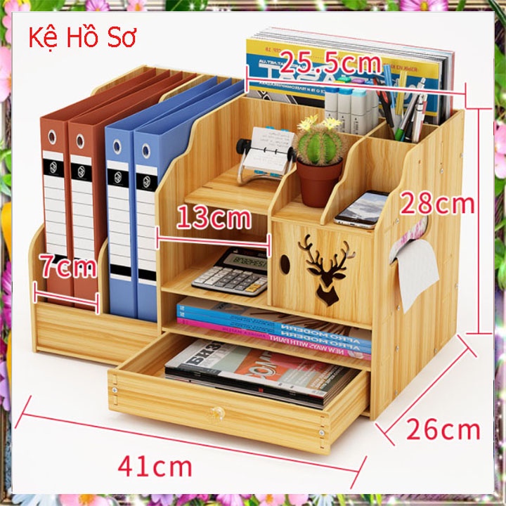 Kệ sách mini làm bằng gỗ, giá để sách, trang trí bàn làm việc siêu tiện dụng