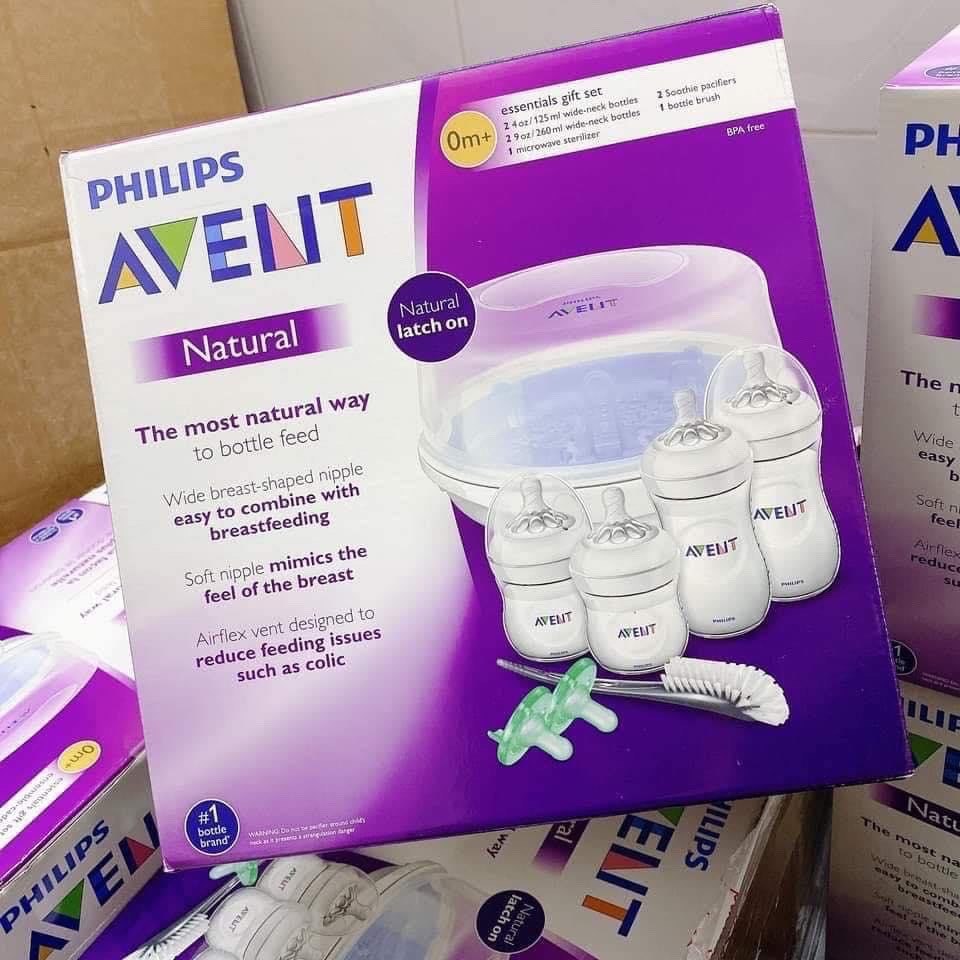 SẢN XUẤT TẠI ANH-Máy tiệt trùng hơi nước vi sóng Philips Avent SCF271 kèm giá úp bình vô khuẩn