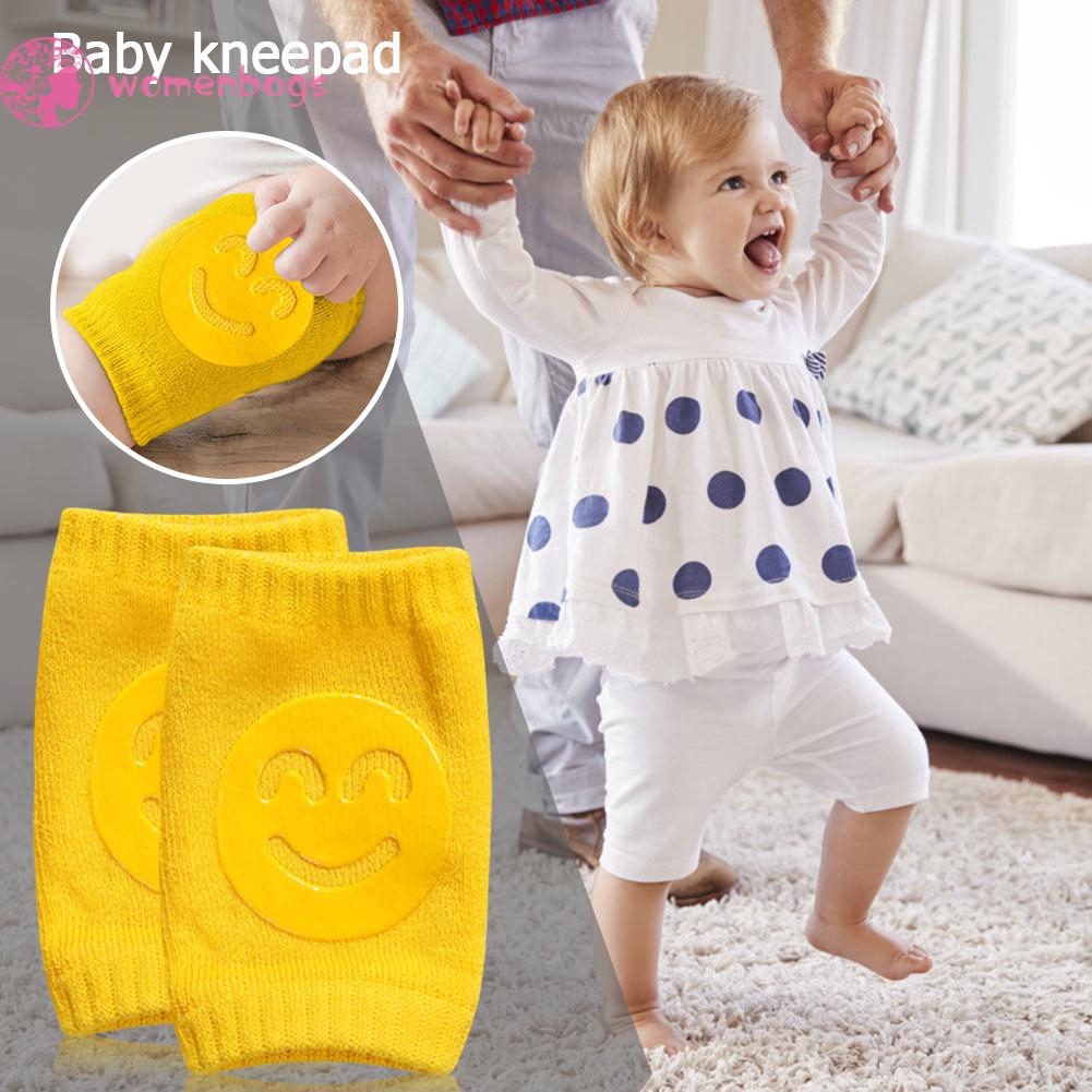 Cặp đệm cotton bọc đầu gối bảo vệ hình mặt cười cho bé sơ sinh khi bò