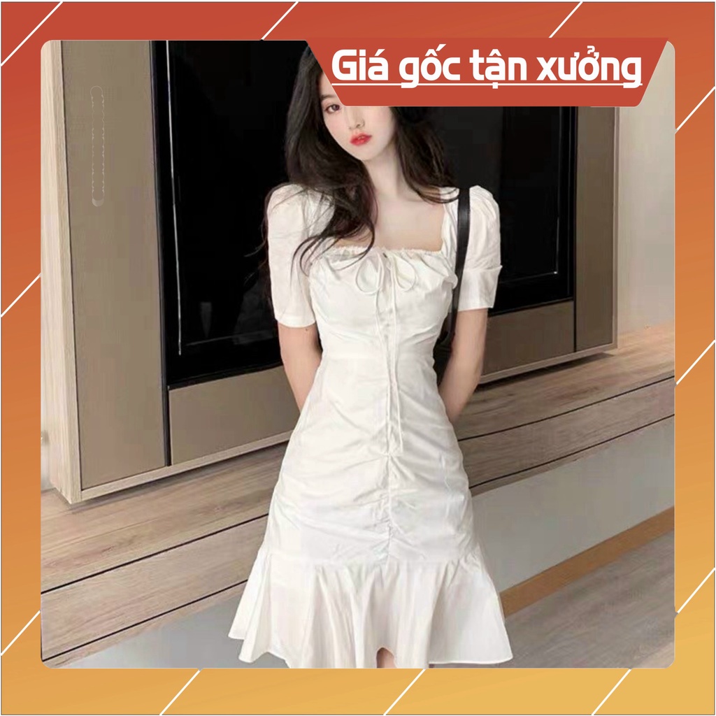Đầm công chúa đính nút đuôi cá phối nơ thời trang dành cho phái nữ thích hợp với những nàng thích nhẹ nhàng, xinh xắn |X
