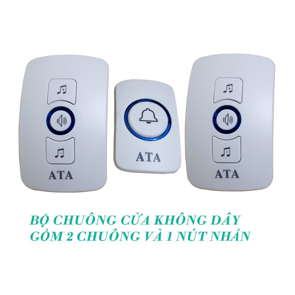 Giá bán Bộ chuông - 2 CHUÔNG không dây đa năng ATA AT-916 - có 2 mẫu nút  nhấn