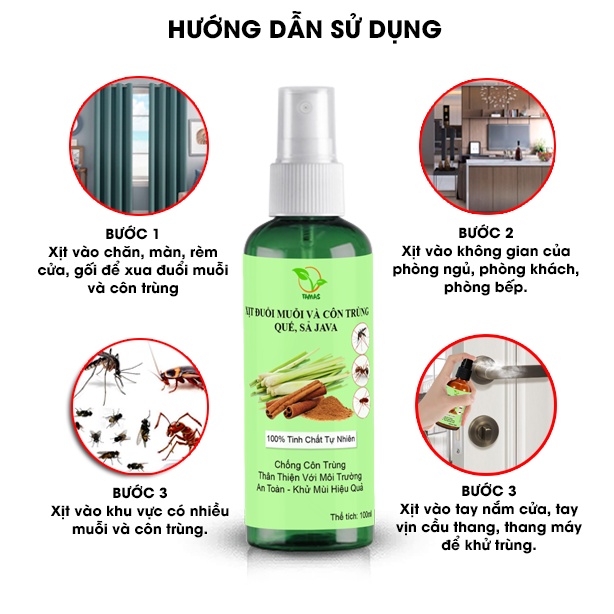 Combo 3 Chai Xịt Đuổi Muỗi Và Côn Trùng TAMAS 50ml/300ml Hương Tinh Dầu Sả Java & Quế Giúp Khử Mùi Và Đuổi Muỗi Hiệu Quả