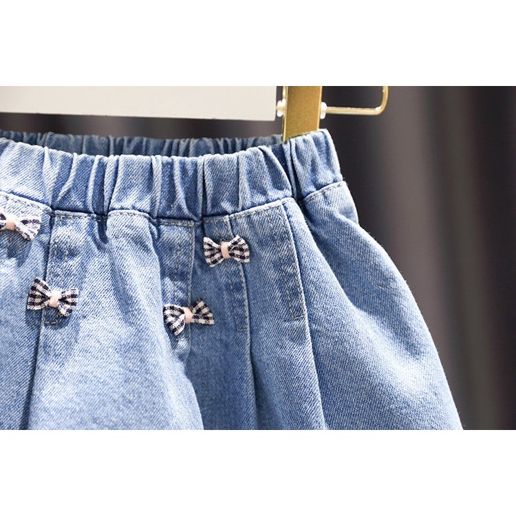 Chân Váy Denim Xếp Ly Phong Cách Nhật Hàn Mới Cho Bé Gái Từ 1-5 Tuổi