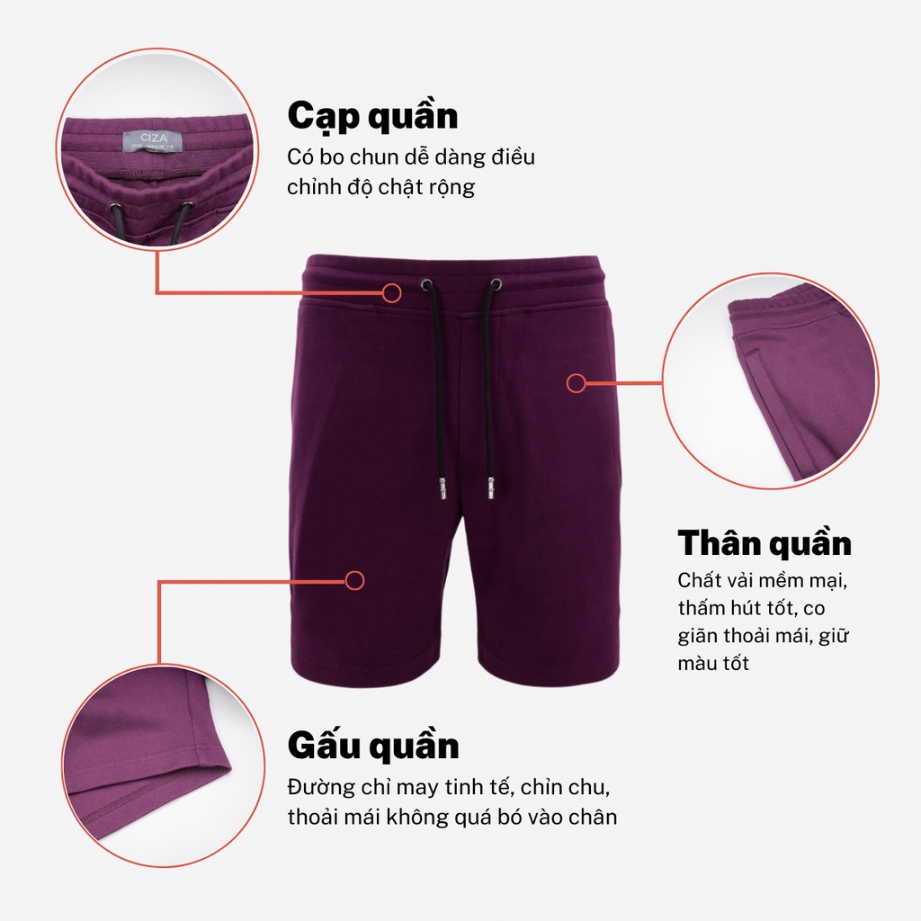 Quần short nam ngắn CIZA cao cấp vải cotton đẹp thời trang phong cách thể thao size S M L XL QSTS02