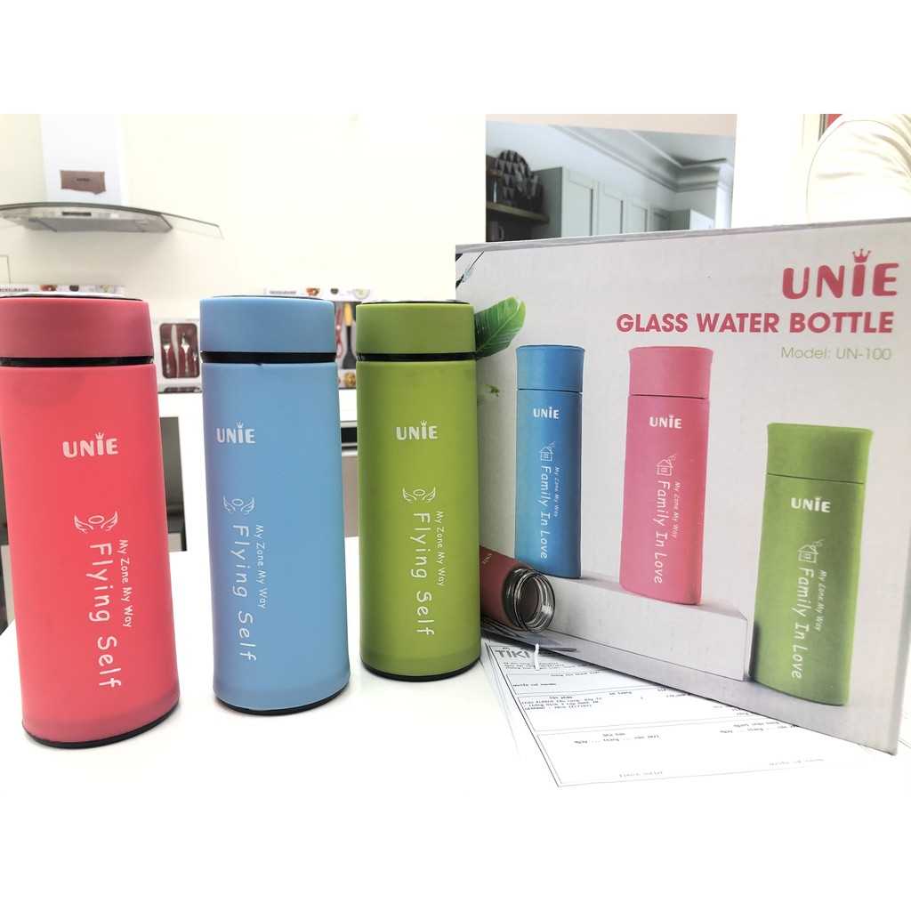 ⚡️ Sale Sốc ⚡️ Bình Đựng Nước  Unie UV100, Chất Liệu Thủy Tinh Bọc Nhựa, Dung Tích 450ml