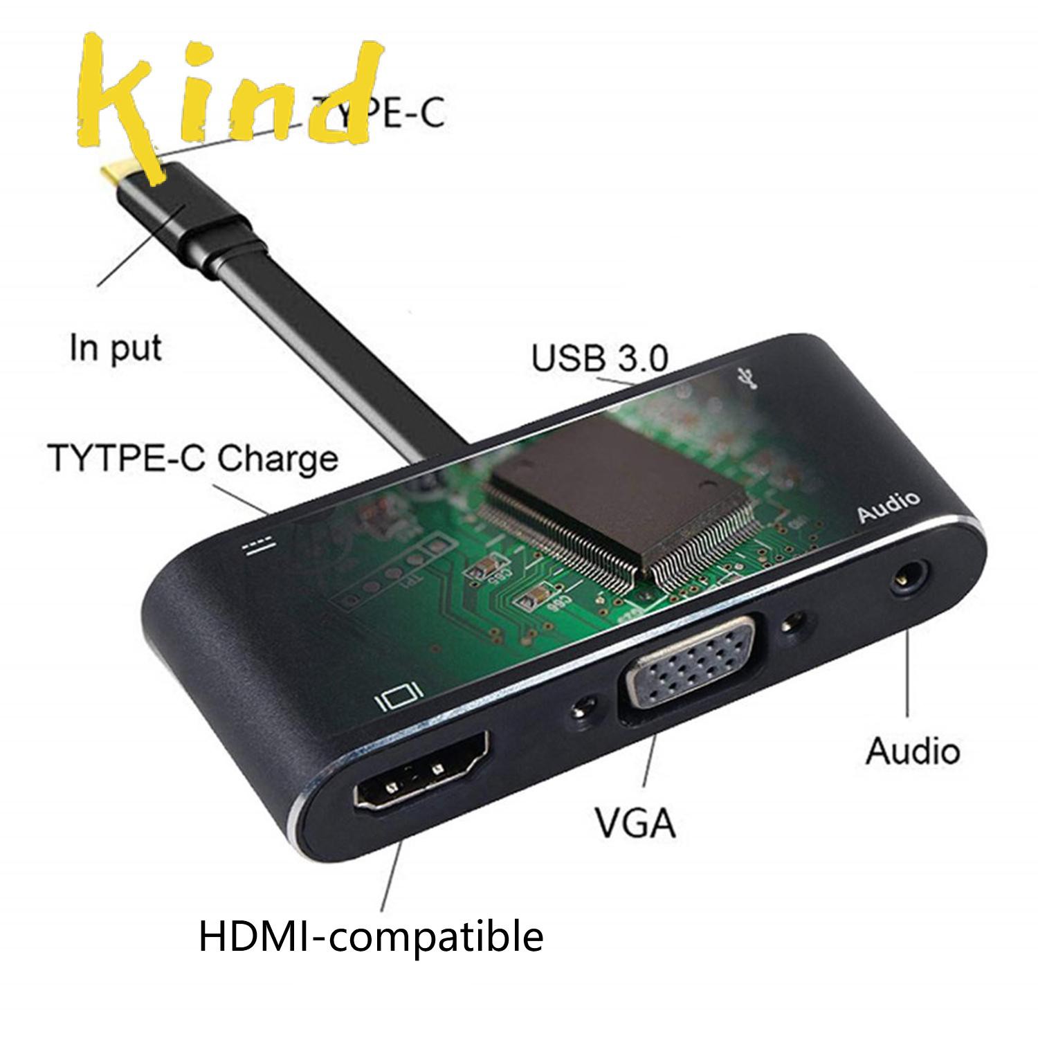 Bộ Chia Cổng Usb Type C Sang Hdmi-Compatible Vga 5 Trong 1