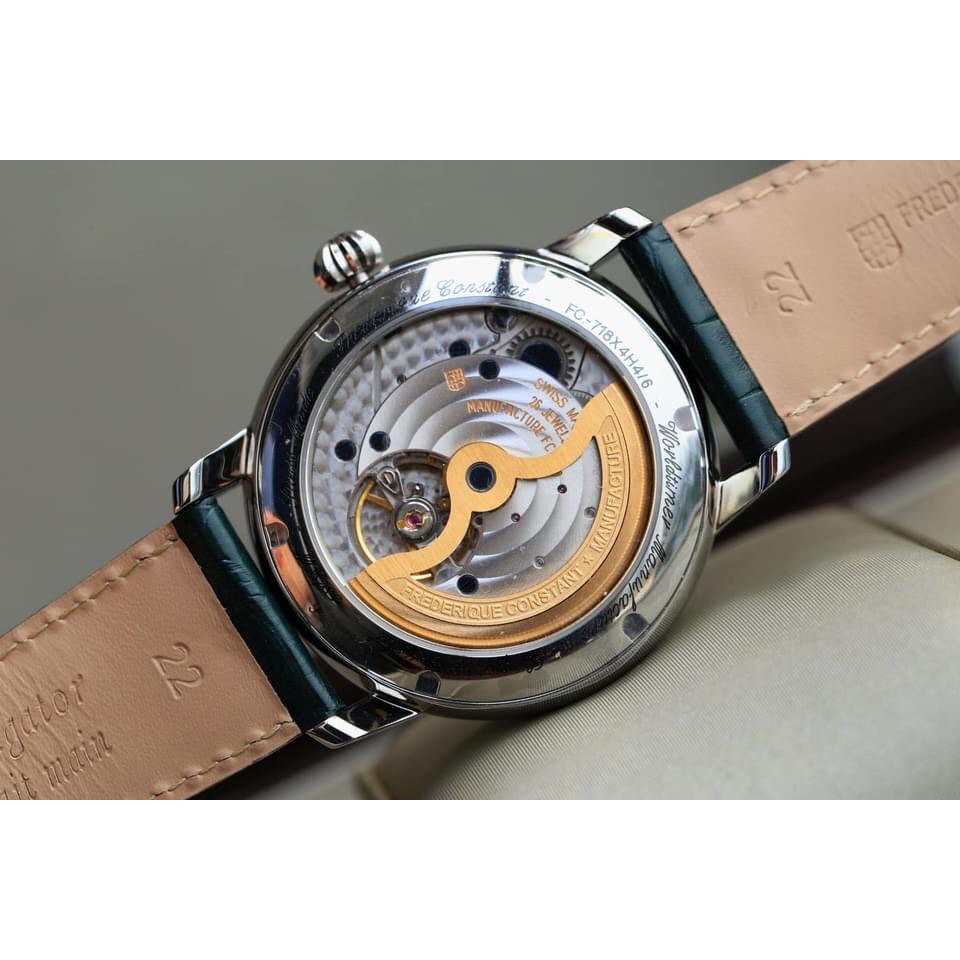 Đồng hồ nam chính hãng Frederique Constant Worldtimer Manufacture FC-718GRWM4H6 – Máy cơ tự động - Kính Sapphire