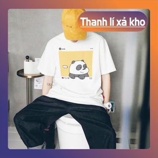 Áo Thun Đôi Phom Rộng Nam Nữ In Hình Gấu Trúc Dễ Thương.