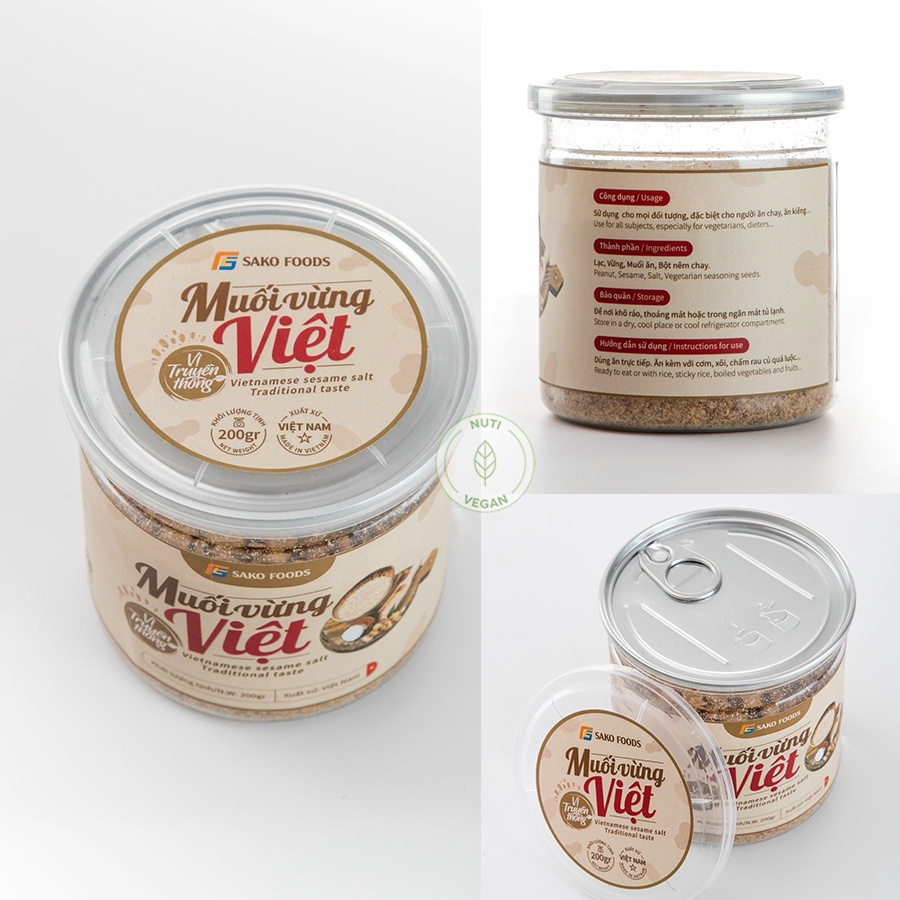 Muối Vừng Lạc Sako Foods hộp 200g, Muối Lạc Vừng Vị Truyền Thống Thơm Ngon Dinh Dưỡng - Nuti Vegan | BigBuy360 - bigbuy360.vn